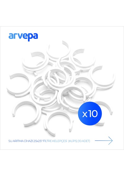 Arvepa Su Arıtma Cihazı 2.5x2.5" Çiftli Filtre Kelepçesi (Klips) 10 Adet - Esnek Yapı