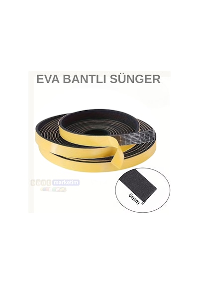 Eva Neopren Conta Sünger Bantlı Sızdırmazlık Bandı 6mm Kalınlıkta 30mmx20mt