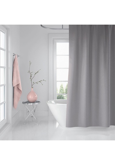 Banyo Perdesi Gri 1x180x200, Perde Borusu Askı Aparatı Köşe Boru Beyaz Hediyeli, Duş Perdesi Seti Çok Renkli