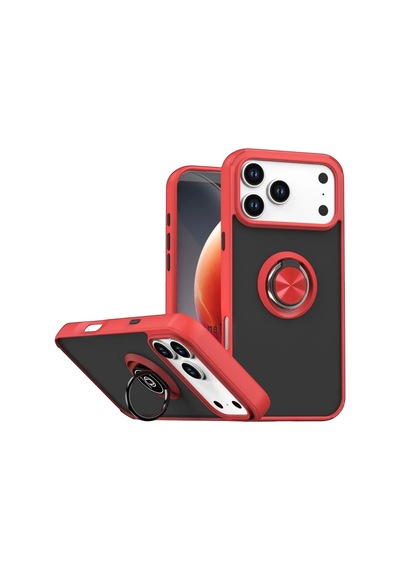 Newface - 679 - Apple iPhone Uyumlu 17 Pro Montreal Yüzüklü Silikon Kapak - Ece-umay - - Kırmızı