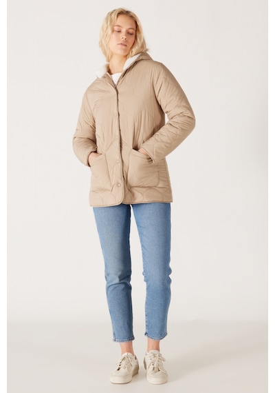 Wrangler Loose Fit Rahat Kesim Kapüşonlu Çift Taraflı Sherpa Bej Mont W232275614 Bej