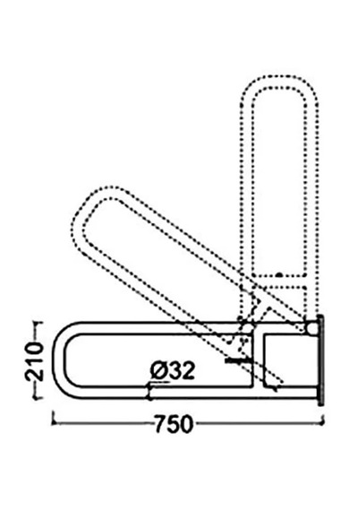 Mafsallı Wc Tutunma Barı 32mm Çap Yaşlı Bakım Engelli Hareketli Wc Yanı Kağıtlıklı Gümüş