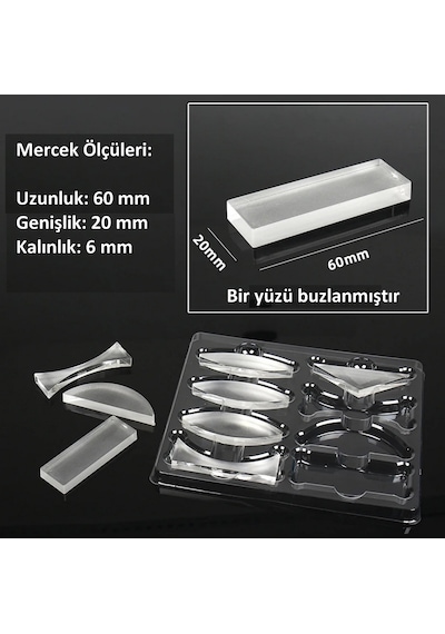 Optik Deney Seti 8 Adet Mercek 3 Işınlı Lazer Işık Kaynağı İle