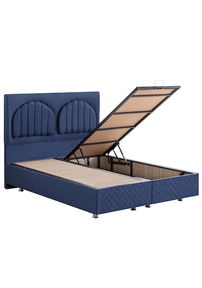 Walter İkili Set, Walter Çift Kişilik Baza Başlık Seti - Lacivert 160 x 200