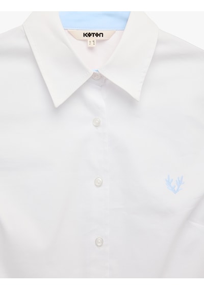 Koton Pamuklu Slim Fit Kolları Katlama Detaylı Uzun Kollu Poplin Gömlek Beyaz 7wak60025uw