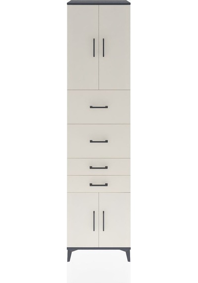 Hyperion Dolap 2 Raflı 4 Çekmeceli 4 Kapaklı 60x44x243 Antras... Antrasit