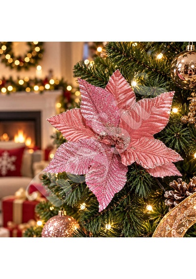 Yılbaşı Çam Ağacı Süsü Ata Çiçeği Rosegold Diğer