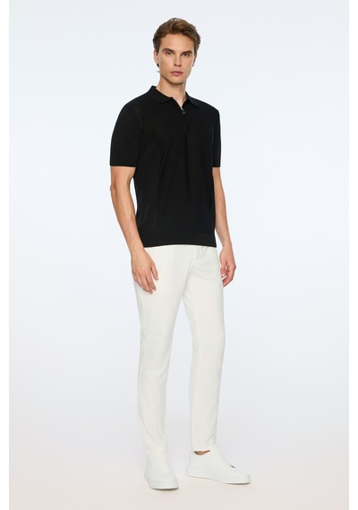 Morven Erkek Siyah Trend Polo Yaka Rayon Triko T-shirt 26ys018019001 Siyah