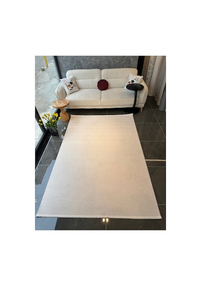 Merinos Vista %100 Akrilik Beyaz Kesme Halı Yolluk Antre Koridor Salon Halısı Geometrik Desenli 76590-60