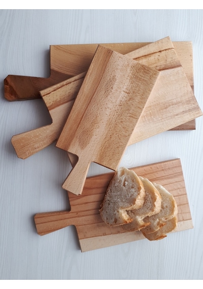 Cilalı Tahta Saplı Ahşap Kesme Tahtası 16x35cm Ahşap