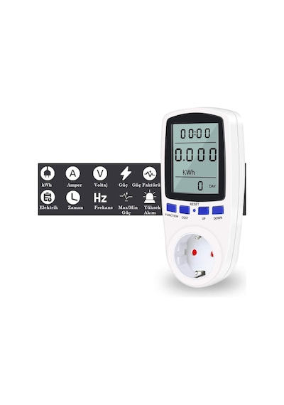 Wattmetre Priz Tipi 16A 3680W Enerji Sarfiyat Ölçer