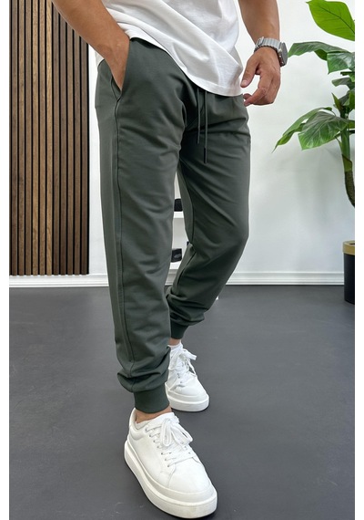 Erkek Regular Fit Dar Paça Lastik Paça Eşofman Altı Yeşil Edw406 Yeşil