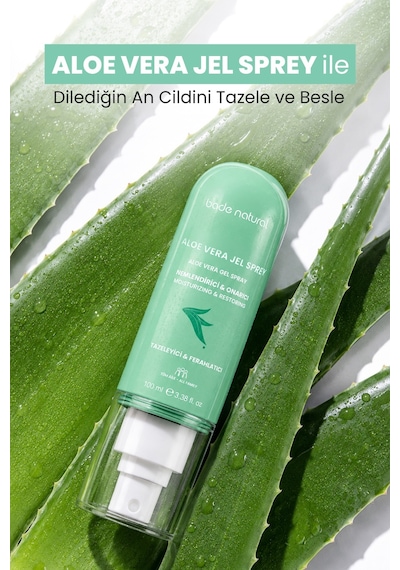 Bade Natural Aloe Vera Onarıcı Jel Sprey Güneş Sonrası Nemlendirici %100 Doğal 100 ML