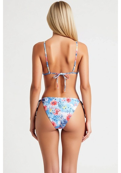 Benerly Kadın Bikini Takımı Çiçek Desenli Üçgen Kesim Kapsız Üst Normal B Çok Renkli