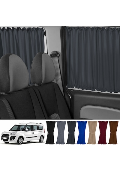 Pandami Fiat Doblo Iı Uzun Şase 2010-2023 Uyumlu Füme Raylı Oto Perde Takımı