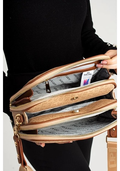 Just Polo Kadın Günlük Kullanıma Uygun Uzun Ayarlanabilir Askılı El Ve Omuz Çantası Shoulder Bag Kum Taba