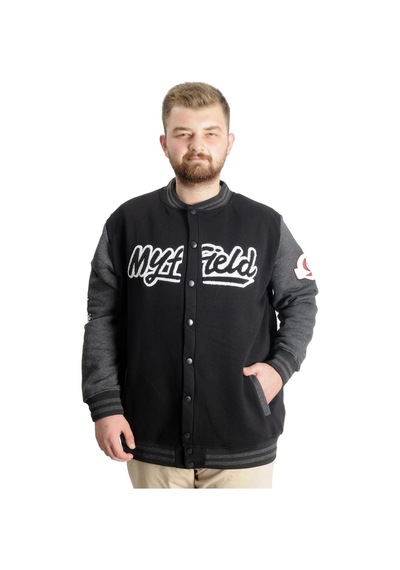 Mode Xl Büyük Beden Erkek Kolej Mont My Field 23626 Siyah 001
