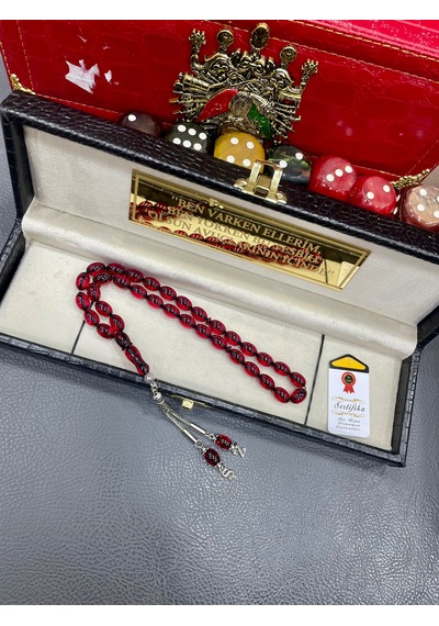 Tesbih Hanesi Ateş Kehribar Tesbih Harfli Kişiye Özel Seri Sıkma Kehribar Tesbih Usta Işi Tesbih Gümüş Kaplama Hediye Kırmızı