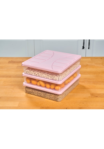 Superpup Saklama Kabı Soft Kapak 3 Adet 3 Litre Pudra Pembe Dondurucu Kabı Açık Pembe