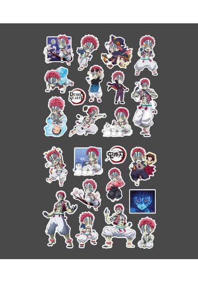 Kimetsu No Yaiba-demon Slayer Akaza -parlak Kağıt 2 Li Set Anime Sticker Çıkartma Beyaz