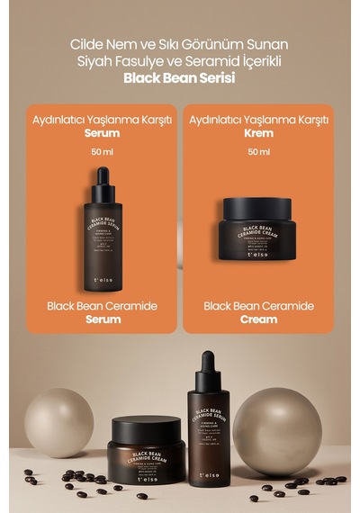 Cilde Sıkı Görünüm Ve Nem Sunan Aydınlatıcı Yaşlanma Karşıtı Serum Telse Black Bean Ceramide Serum
