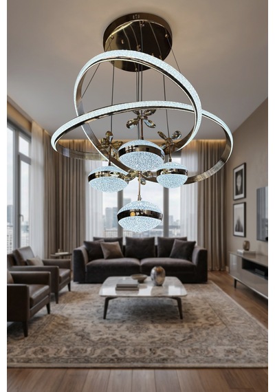 Hayal Simli 4 Top Modern Sarkıt 3 Renk Salon Avizesi Led Çok Renkli