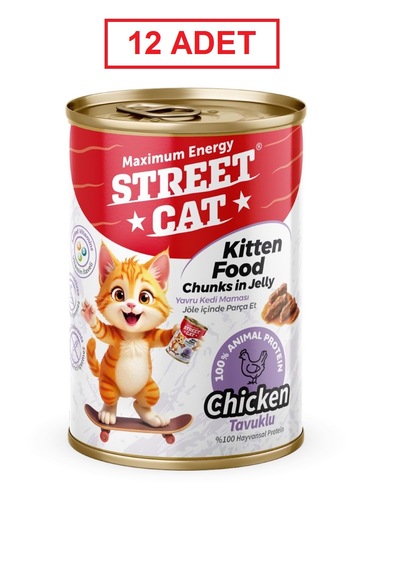 Street Cat Chunks İn Jelly Tavuk Etli Kitten Kedi Konserve 400gr 12li