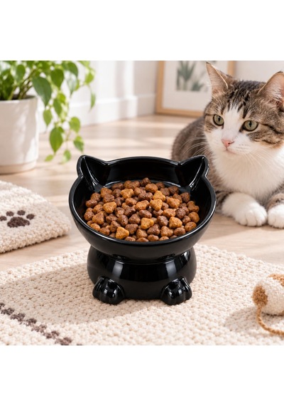 Seramik Kedi Köpek Mama Ve Su Kabı Kabartmalı Kedi Köpek Figürlü Eğimli Ve Yükseltilmiş Mama Kabı, Boyun Ve Omurgayı Destekleyen Ergonomik Tasarım, Kolay Temizlenebilir Siyah Figürlü Seramik Kedi Köpek Mama Ve Su Kabı Kabartmalı Kedi Köpek Figürlü Eğimli Ve Yükseltilmiş Mama Kabı, Boyun Ve Omurgayı Destekleyen Ergonomik Tasarım, Kolay Temizlenebilir Siyah Figürlü