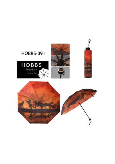 Bosile Hobbs London Atlı Model 8 Tel Yarasa Şemsiye Ateş Rengi