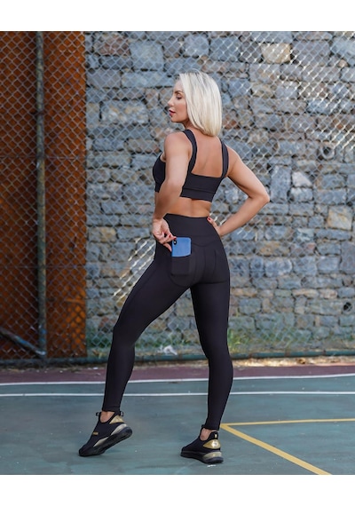 Lismina Arkada Cepli Toparlayıcı Spor Tayt Siyah