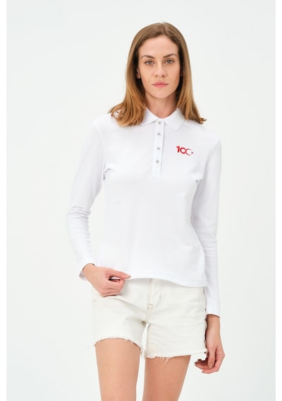 Msw Kadın Uzun Kollu Türkiye Cumhuriyeti 100.yıl Özel Polo Yaka T-shirt Beyaz