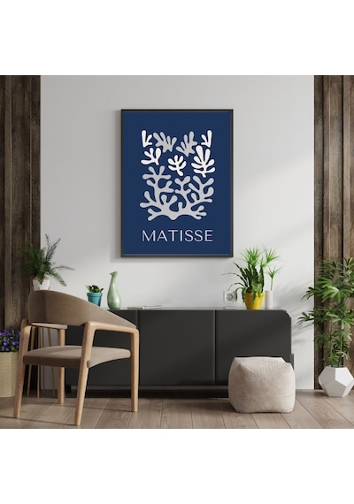 Mavinin Güzelliği Matisse Duvar Tablosu Çerçeveli 2'li Set Siyah Renk 21 X 30 Boyut/ebat
