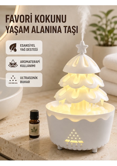 Tek 250 Ml Şans Ağacı Hava Nemlendirici Çok Renkli Işıklı Aroma Cihazı Najmaddin Diğer