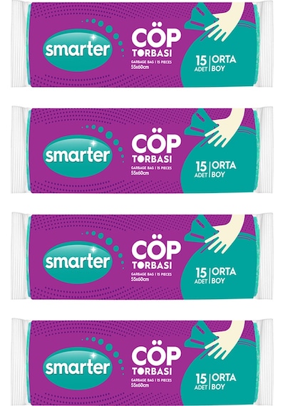 Smarter Orta Boy Çöp Torbası 4 Adet Yeşil 55 x 60 CM Smarter Orta Boy Çöp Torbası 4 Adet Yeşil 55 x 60 CM