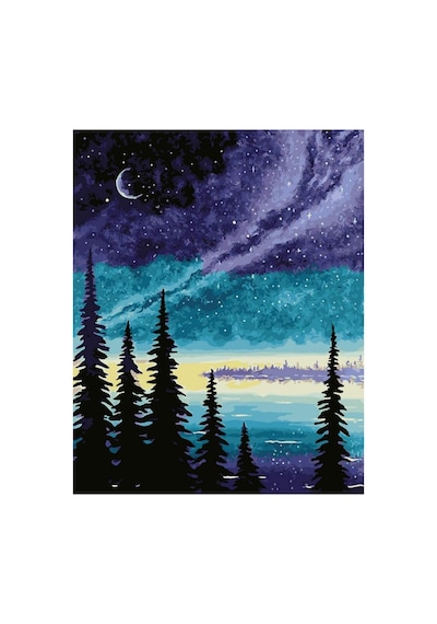 Silüet Ağaçlar Çerçeveli 90x110 Sayılarla Boyama Hobi Seti