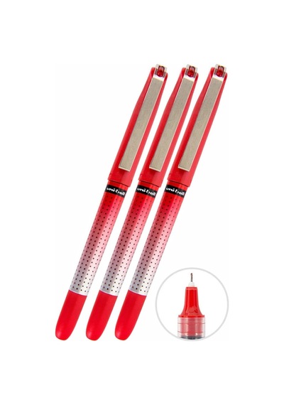 Kırmızı Pilot Kalem 3 Adet Uniball Eye Needle 0.5 Mm İğne Uçlu Pilot Kalem Ub-185 S İğne Uçlu Likit Mürekkepli Jel Kalem Kırmızı