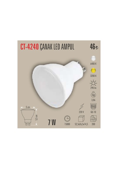 Ct-4240 7w Çanak Led Ampül G10 Günışığı 10 Adet