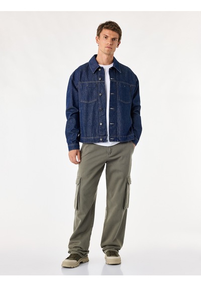 Koton Rahat Kalıp Pamuklu Uzun Kollu Klasik Yaka Çift Cepli Düğmeli Denim Ceket Raw 7wam50019nd 63x Koton Rahat Kalıp Pamuklu Uzun Kollu Klasik Yaka Çift Cepli Düğmeli Denim Ceket Raw 7wam50019nd 63x