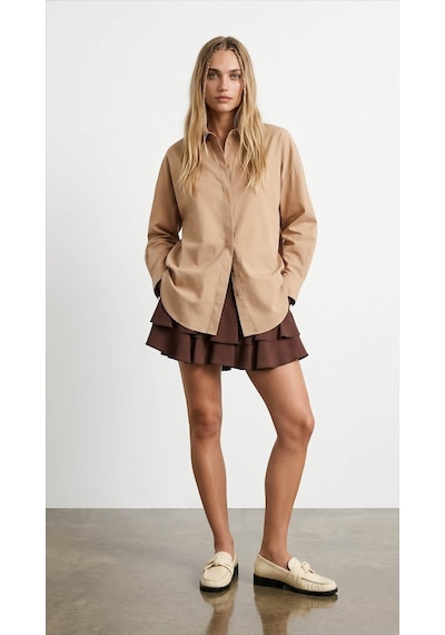 Quzu Oversize Taş Kadın Gömlek 11478