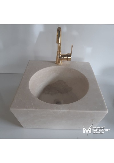 Bej Mermer Lizbon Kare Lavabo