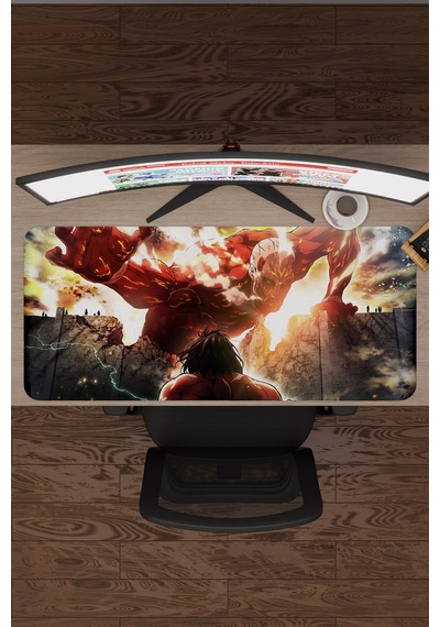 Attack On Titan Anime V5 - 90x40 Xxl Gaming Kauçuk Kaymaz Taban Mouse Pad Fare Altlığı