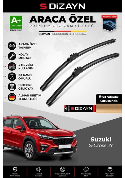 S-dizayn Suzuki S-cross Ön Cam Silecek Seti 2021 Üzeri Premium Araca Özel 65-35 Cm A+ Kalite Aocs-21