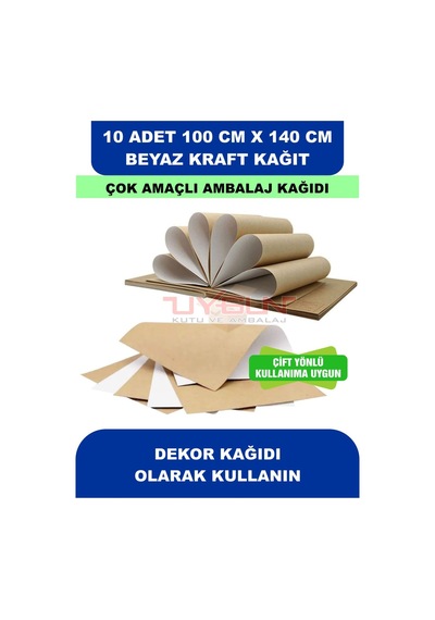 10 Adet 100cm X 140cm 120 Gr. Çift Yönlü Beyaz Kraft Ambalaj Kağıdı, Hediye, Çeyiz Paketleme, Çocuk Etkinlik Kağıdı