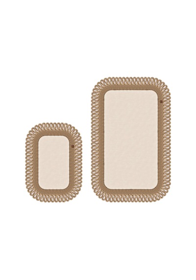 Banyo Paspası Takımı 70x110+50x70 Cm Dış Trikot Ekru & Hasır Ekru - Hasır