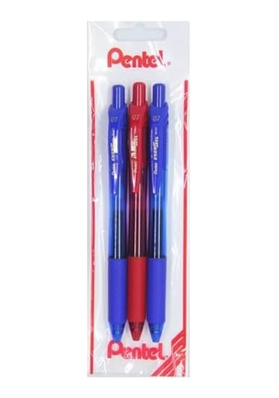 Energel 0.7 Mm Likit Roller Kalem 2xmavi/1xkırmızı 3'lü Set -