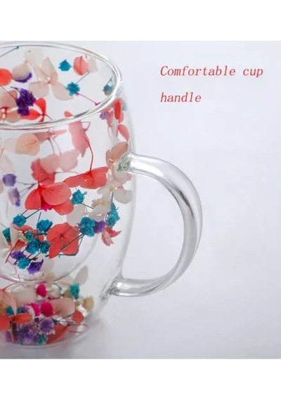 Organik Çiçekli Borosilikat Bardak 350 Ml. Royaleks-brd-150 Bh Çok Renkli