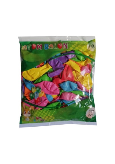 9a Karışık Renkli Balon 100'lü Atom Çok Renkli