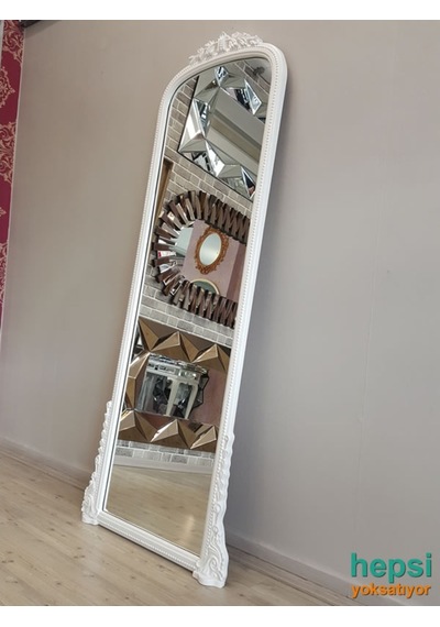 Matmazel Model Beyaz Renk Varaklı Boy Aynası Beyaz