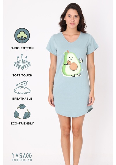 Yasar Underwear Avokado Baskılı %100 Pamuk Kısa Kollu Gecelik Mint Mavisi Mint Mavisi Yasar Underwear Avokado Baskılı %100 Pamuk Kısa Kollu Gecelik Mint Mavisi Mint Mavisi