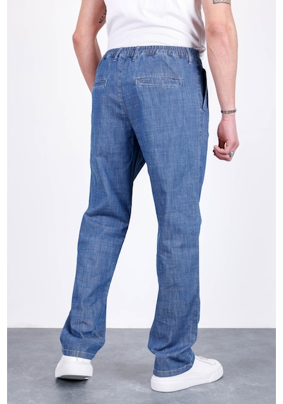 HLT Jeans Erkek Açık Mavi Yazlık Çift Pileli Rahat Kesim Beli Lastikli Bol Paça Baggy Pantolon Albert-1993